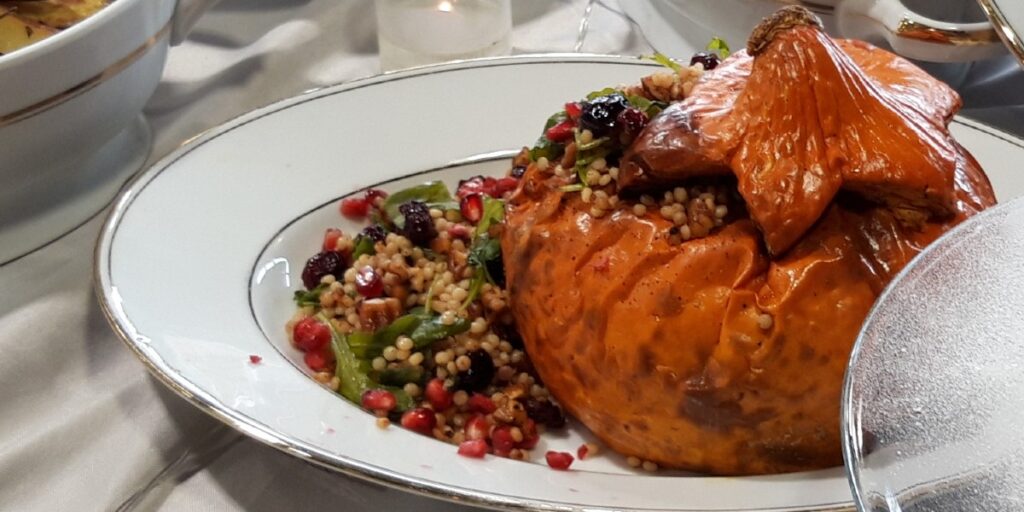 Gevulde pompoen met cranberry en pecannoten, Recept, Boer winkel van het land